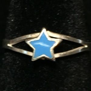 Sterling Silver Blue Star Ring, Size 7 7/8